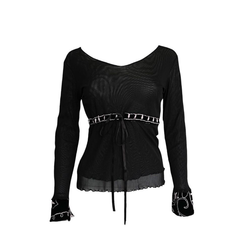 vintage goth velvet mesh blouse